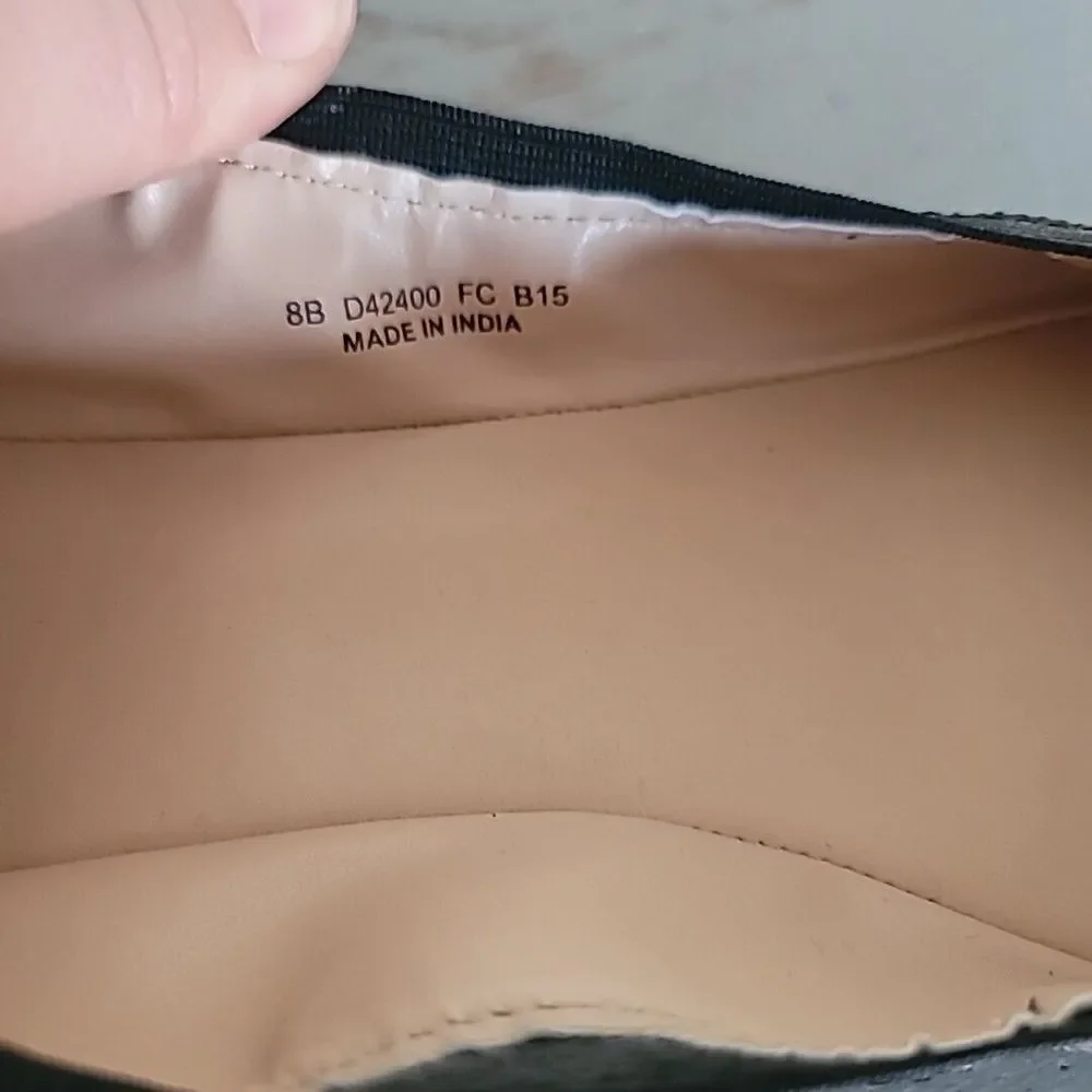 COLE HAAN Snakeskin Black Patent Leather Cap Toe Comfort Ballet Flats Shoes 8b